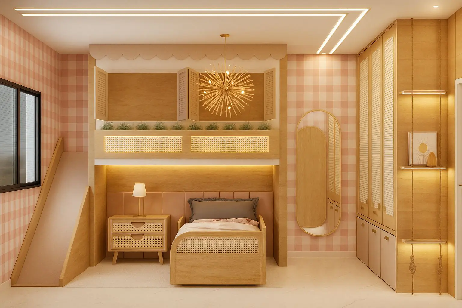 Quarto infantil com design lúdico